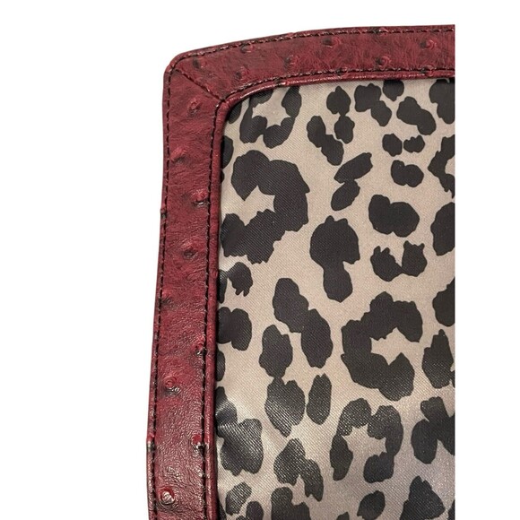 Red Vegan Leather Purse W / Leopard Interior Print Dana Buchman NWOT - Picture 6 of 11